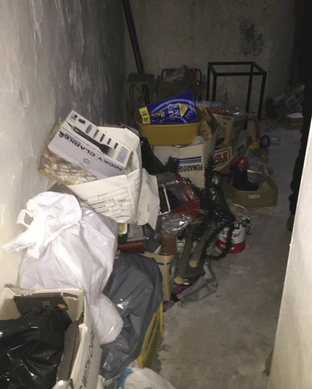 Corridor blocked with bags before clearance